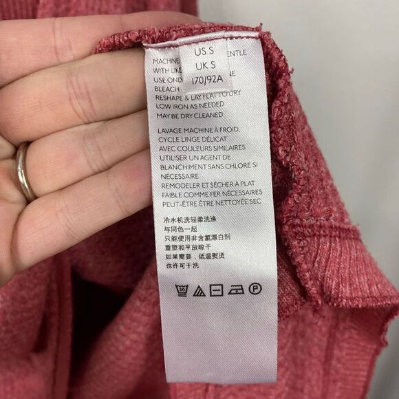 Free People Womens Leo Oversized Henley Top Waffle Knit Thermal Rose - Picture 5 of 8